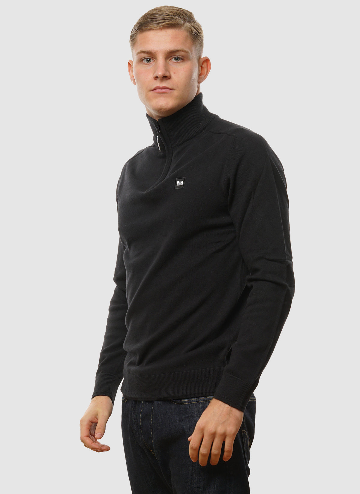 Pierre Knitted Quarter Zip - Black