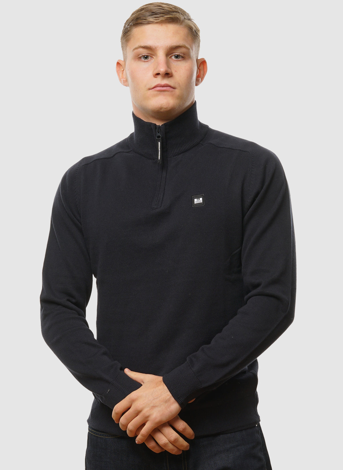 Pierre Knitted Quarter Zip - Navy