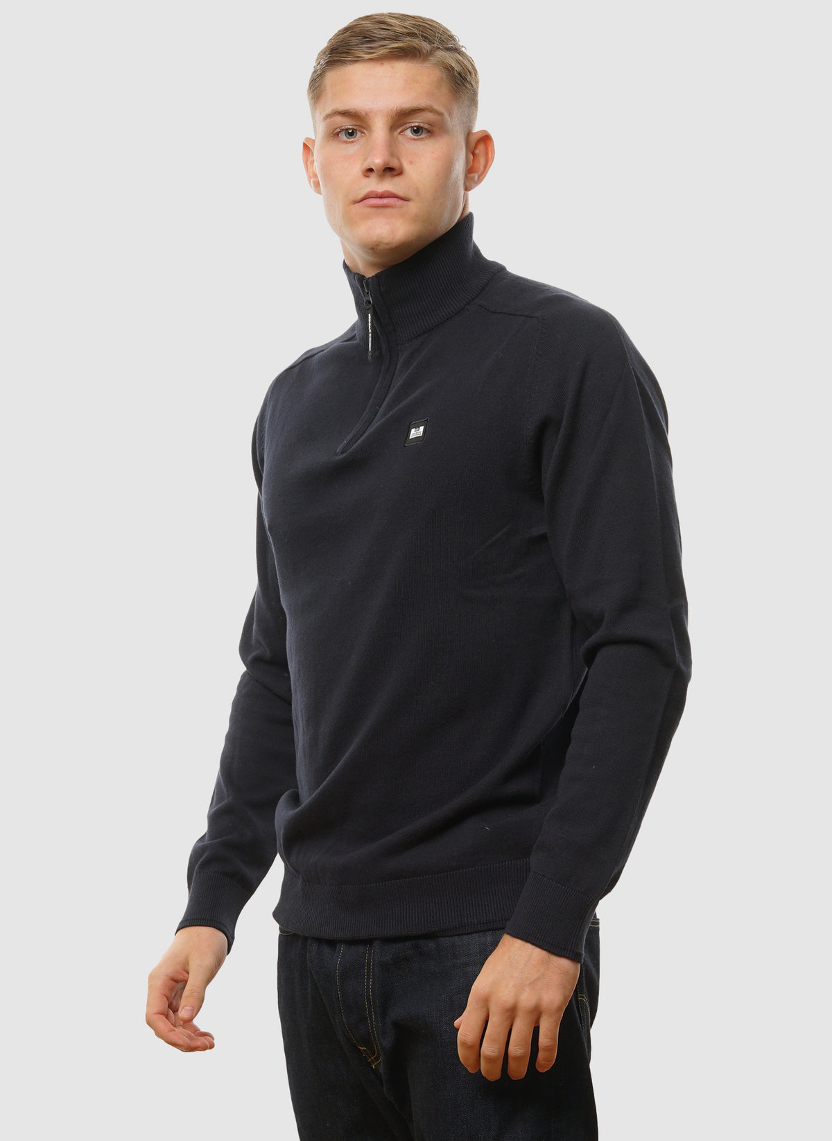 Pierre Knitted Quarter Zip - Navy